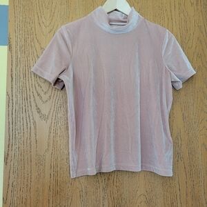 Madewell blush pink velour short sleeve mock turtleneck S